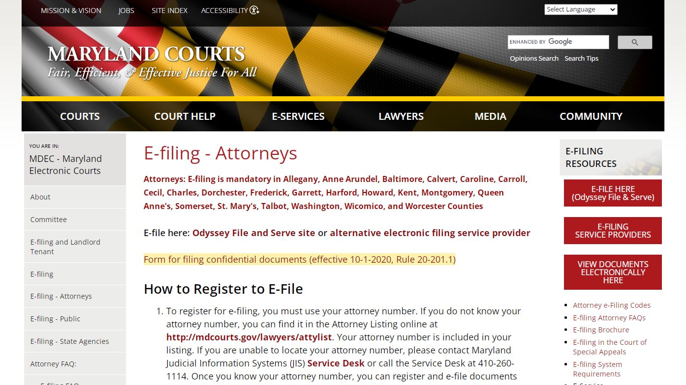 E-filing - Attorneys | Maryland Courts